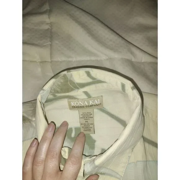 Vintage Kona Kai Silk Cotton Blend Hawaiian Tropical Shirt Size XL Button Up - Picture 2 of 9